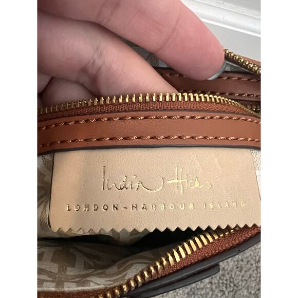 India Hicks Bridle Suede Leather Shoulder Crossbody Bag Gold Chain Brown NWOT - Picture 13 of 14